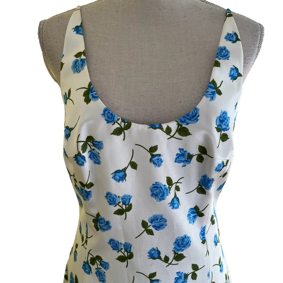 Michael Kors COLLECTION White with Blue Floral Tank Flounce Dress 8 NEW - Picture 2 of 12
